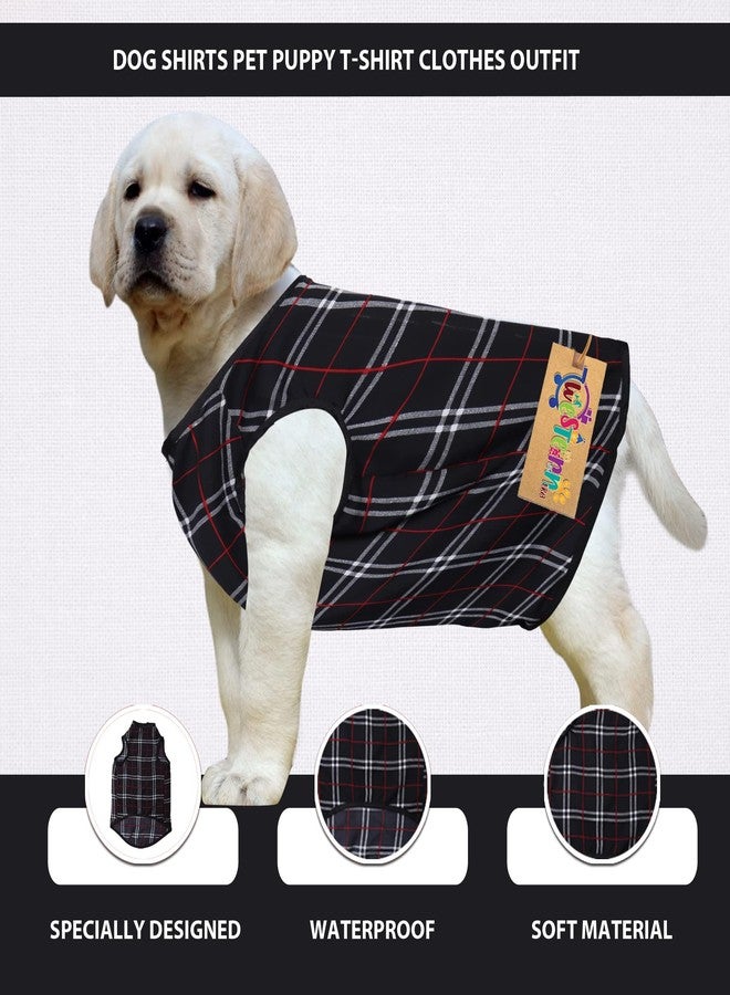 ويستيرن إرا تيشيرت قطني ناعم للكلاب بتصميم مستوحى من العصر الغربي | ملابس مريحة وجيدة التهوية للكلاب | طقم أنيق بدون أكمام للحيوانات الأليفة (طبعة مربعات) (مقاس كبير جدًا - 28 بوصة) - Image 3